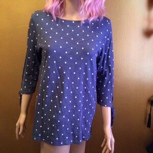 Old Navy Navy Polka Dot Long Sleeve Tee